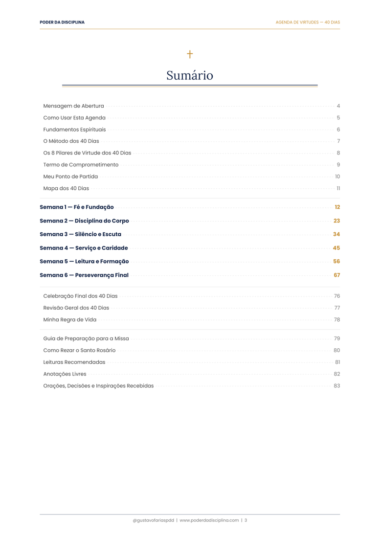 Sumário da Agenda de Virtudes
